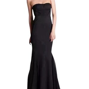Zac Posen Textured Strapless Gown Black
